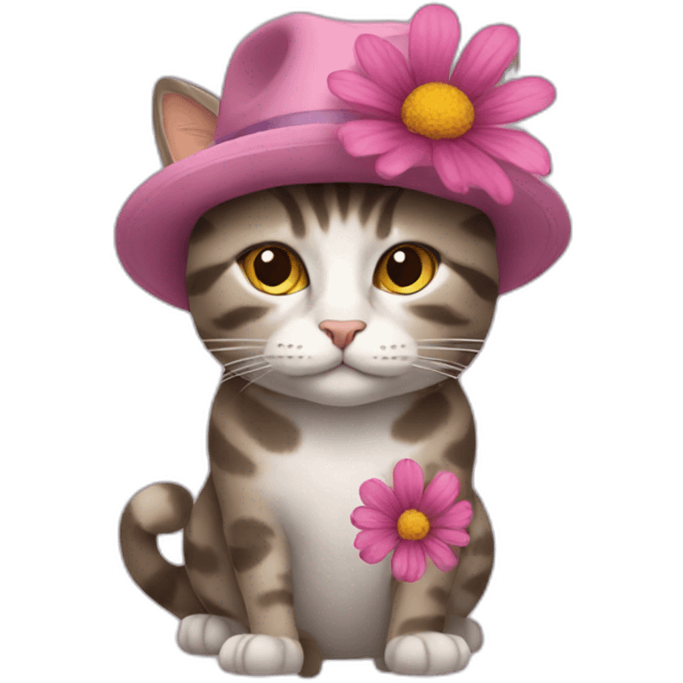 Cat with hat like flower emoji