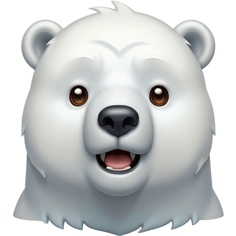 Cinematic Comical Polar Bear Portrait Emoji, Head tilted dramatically with an exaggeratedly shocked expression, featuring a robust, snowy build with wide, comically expressive eyes full of humorous disbelief, Simplified yet hilariously expressive features, highly detailed, glowing with a slightly sassy polar glow, high shine, dramatic yet playful, stylized with an air of quirky arctic attitude, soft glowing outline, capturing the essence of a meme-worthy polar bear that appears ready to side-eye its way into viral fame! emoji