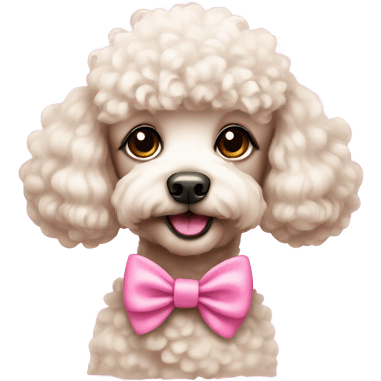 cute poodle dog wearing pink bow emoji