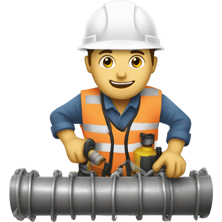 Drainage engineer unblocking a drain emoji