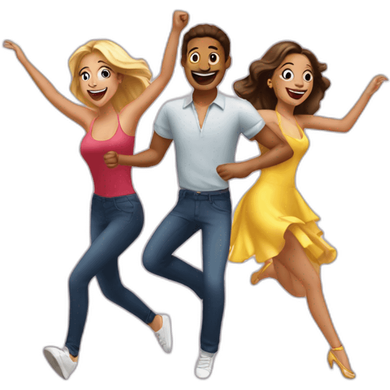 dancing excitedly planning bachelorette with 2 friends  emoji