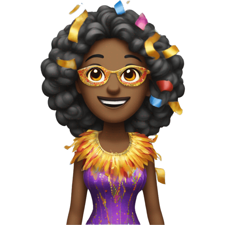 "Woman dressed in carnival attire with confetti and fire." emoji