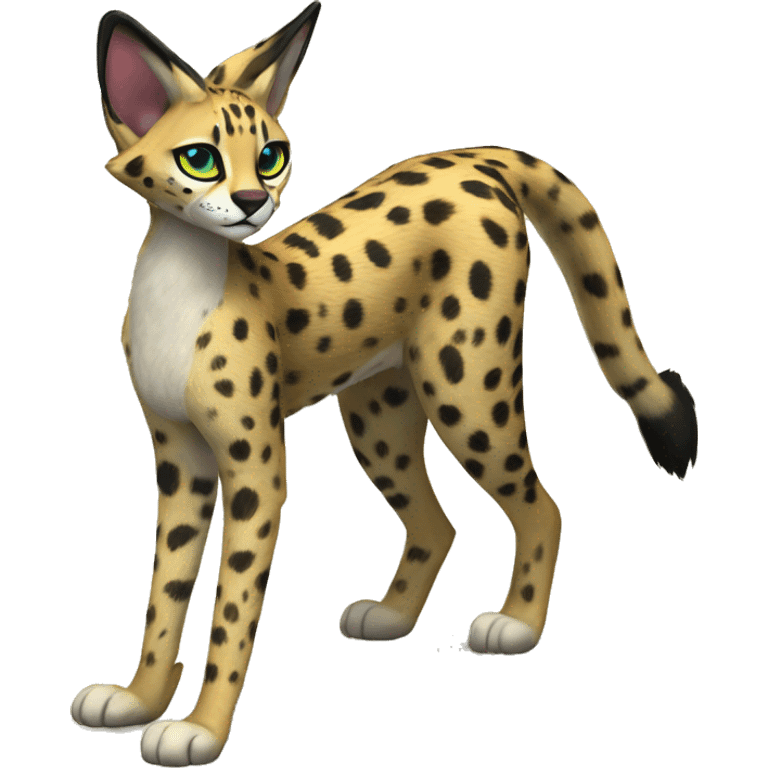 Anthro Epic Edgy Colorful Serval-Vernid-Trico full body emoji