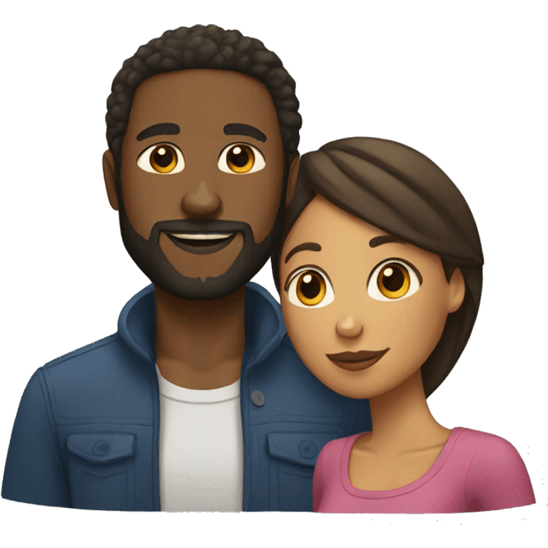 Couple black man with beard and mixed race woman emoji