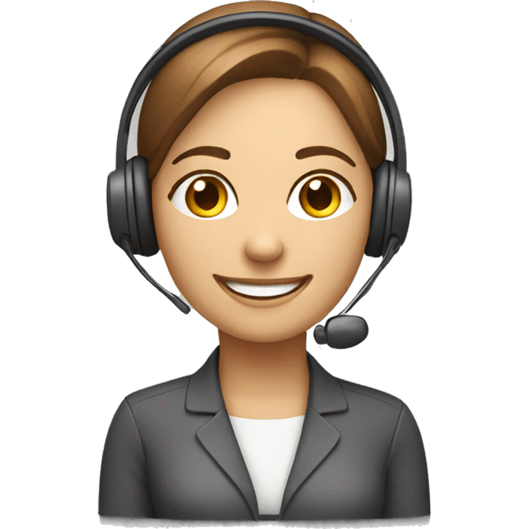 female wearing customer service headset friendly smile emoji