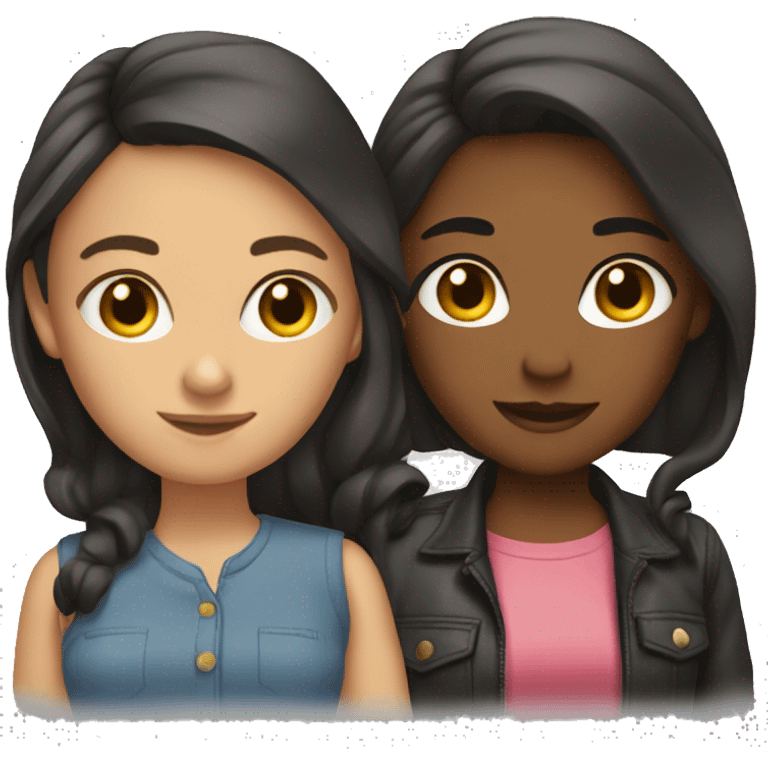 2 girls. Friends. Brunets. Love.  emoji