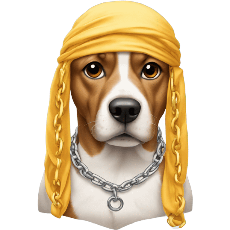 Dog wearing chain with a durag on emoji