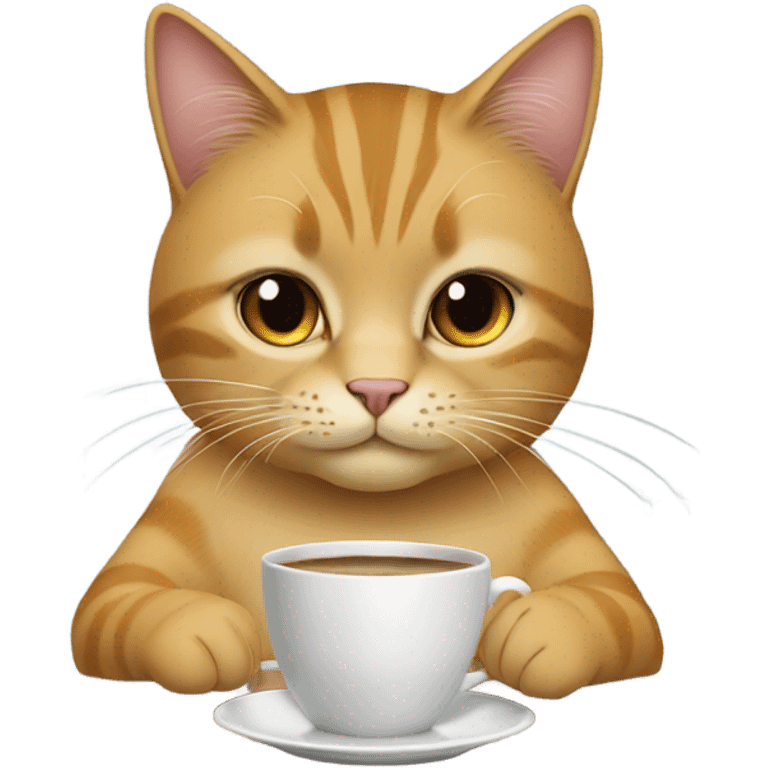 Cat drinking coffee emoji