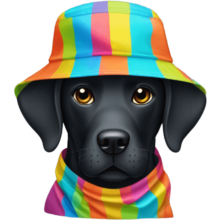 Black lab with a bucket hat emoji