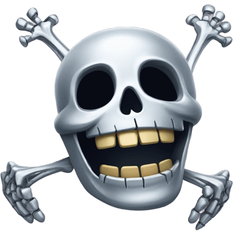 Laughing Skeleton made out of chrome  emoji