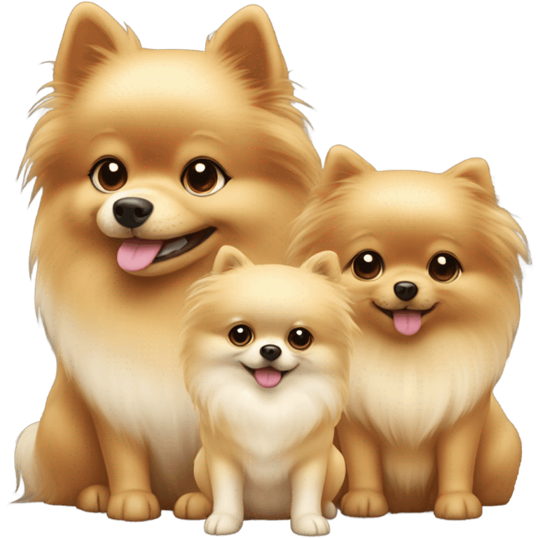 Pomeranian dog with two girls  emoji