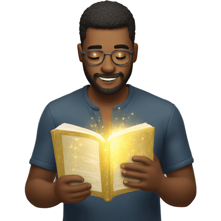 man reading sparkly book emoji