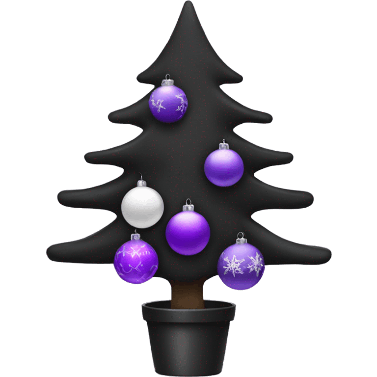 Black Christmas tree with purple and white ornaments  emoji