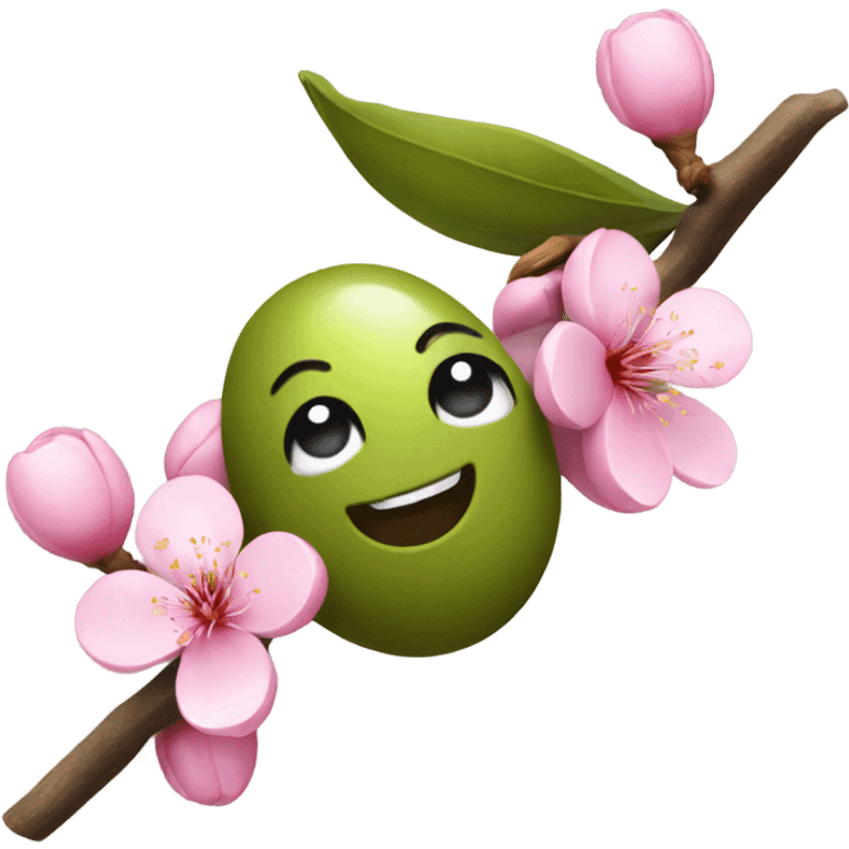 olive with a cherry blossom emoji