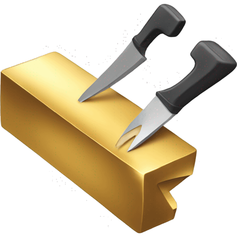 A saw is cutting through a gold bar emoji