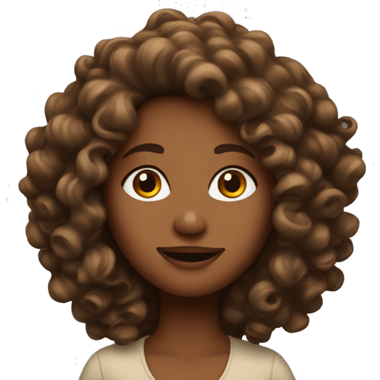 long curly brown lady emoji