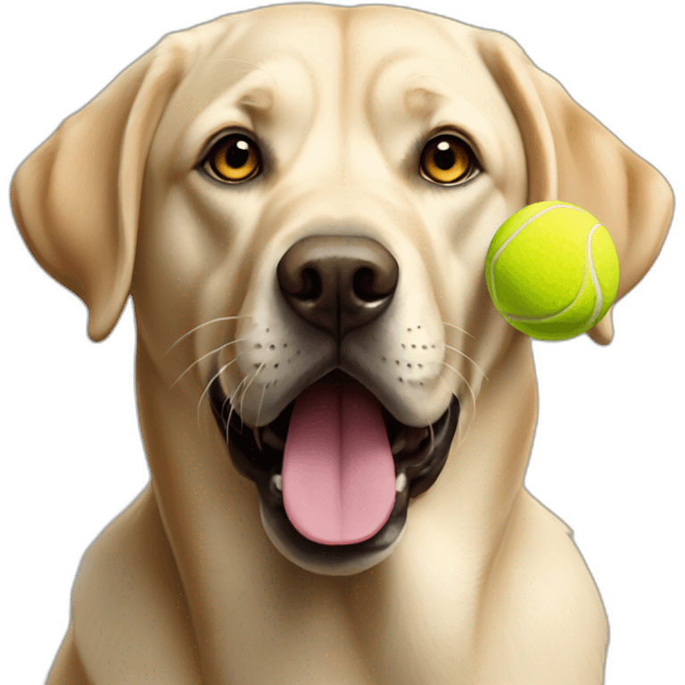 Labrador holding 4 tennis balls in mouth emoji