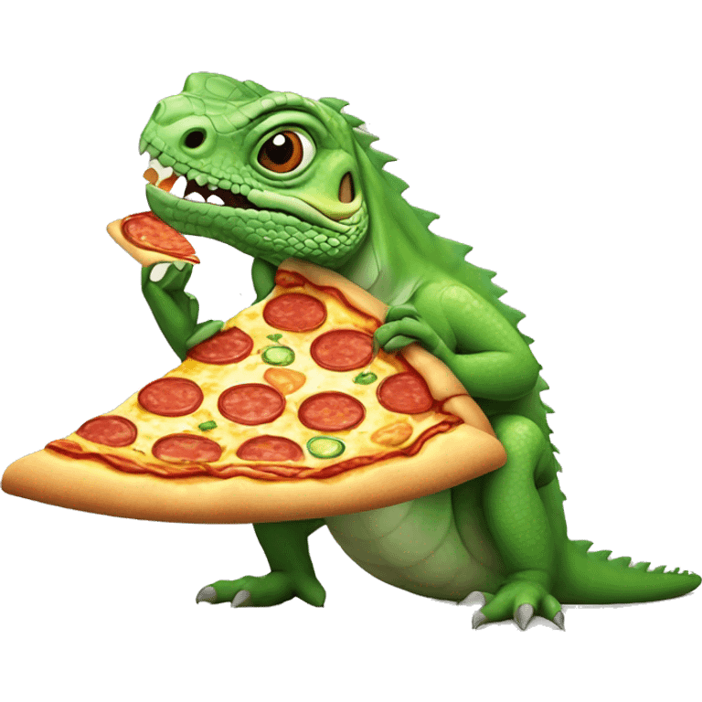 Iguana eating a pizza emoji