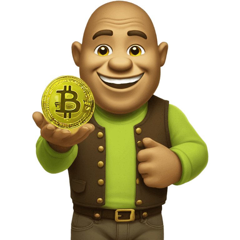 Shrek with Bitcoin emoji