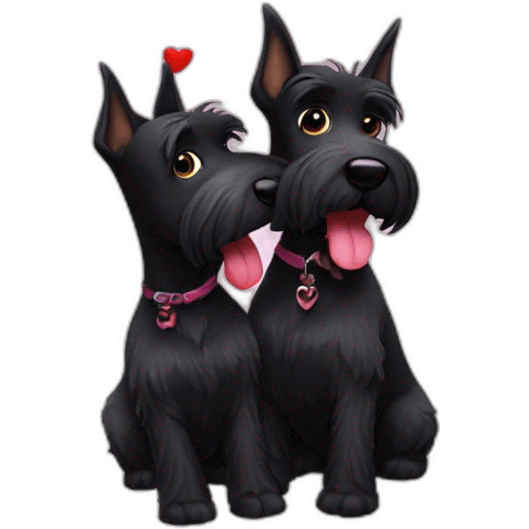 Two black Scottish terrier kissing emoji