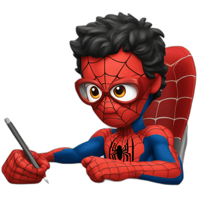 Spiderman studing emoji