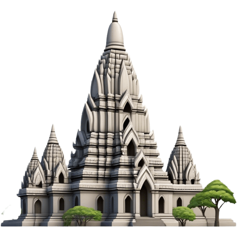 Cinematic Realistic Prambanan Temple Landmark Emoji, depicted as an ornate Hindu temple complex rendered with lifelike detail and dramatic, historical lighting. emoji