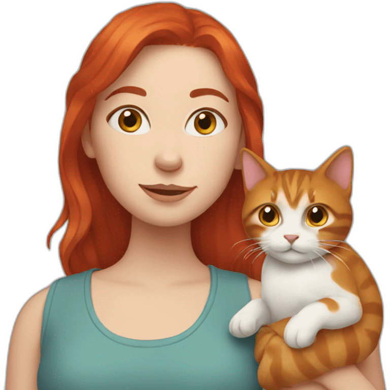 girl with red hair holding a cat emoji