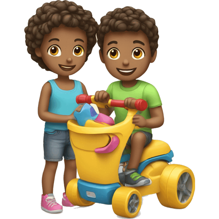 2 children Sharing toys emoji