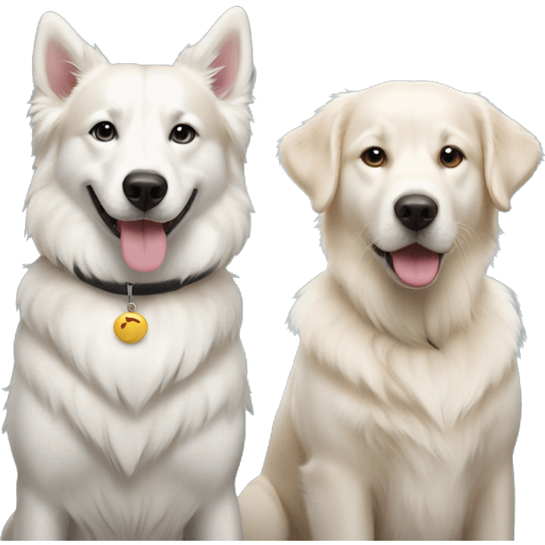 A golden retriever and a white husky friends emoji