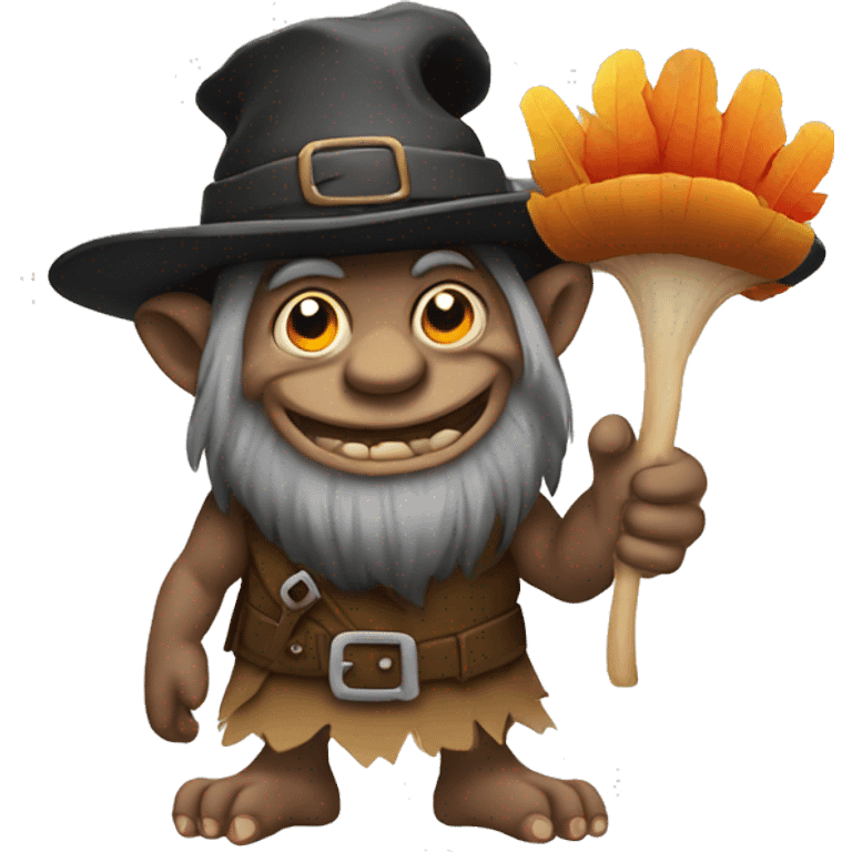 troll with turkey and pilgrim hat emoji