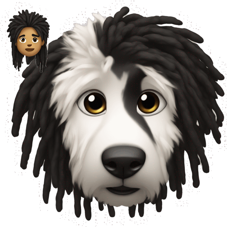 Black guy with black and white dye short fluffy dreadlocks, and black t-shirt emoji