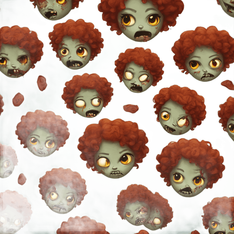 Red curly hair zombie girl emoji