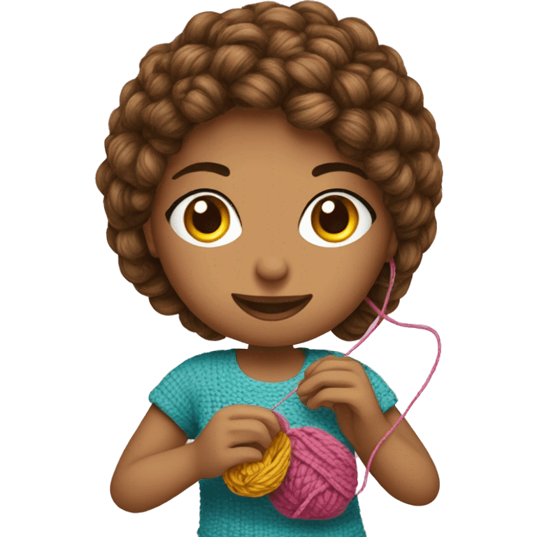 a girl who crochets toys with threads, біла шкіра і світле волосся emoji