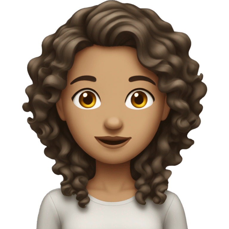 Brunette wavy hair girl emoji