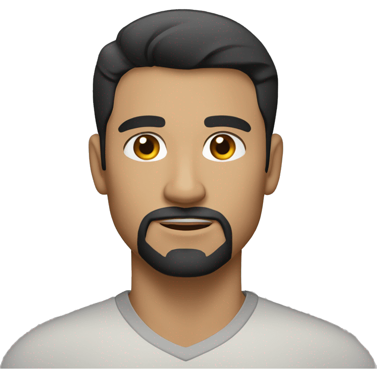 confident man, black hair, Disconnected black goatee, white skin, brown eyes in light gray shirt emoji