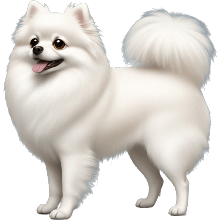 white pomeranian standing  emoji