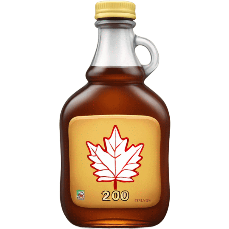 A bottle of maple syrup with a maple leaf as the logo on front of the bottle emoji