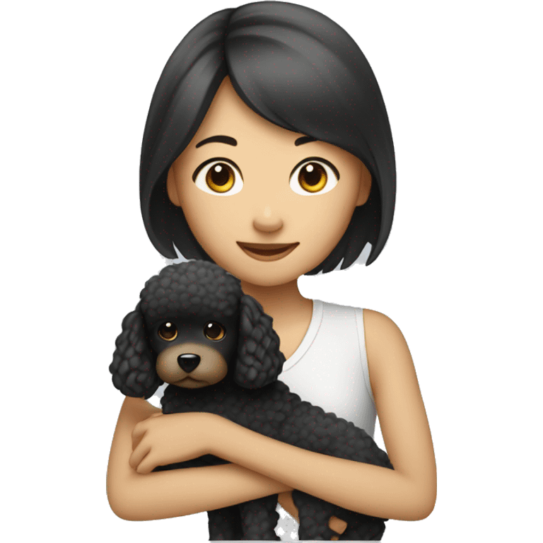 Asian girl holding poodle emoji