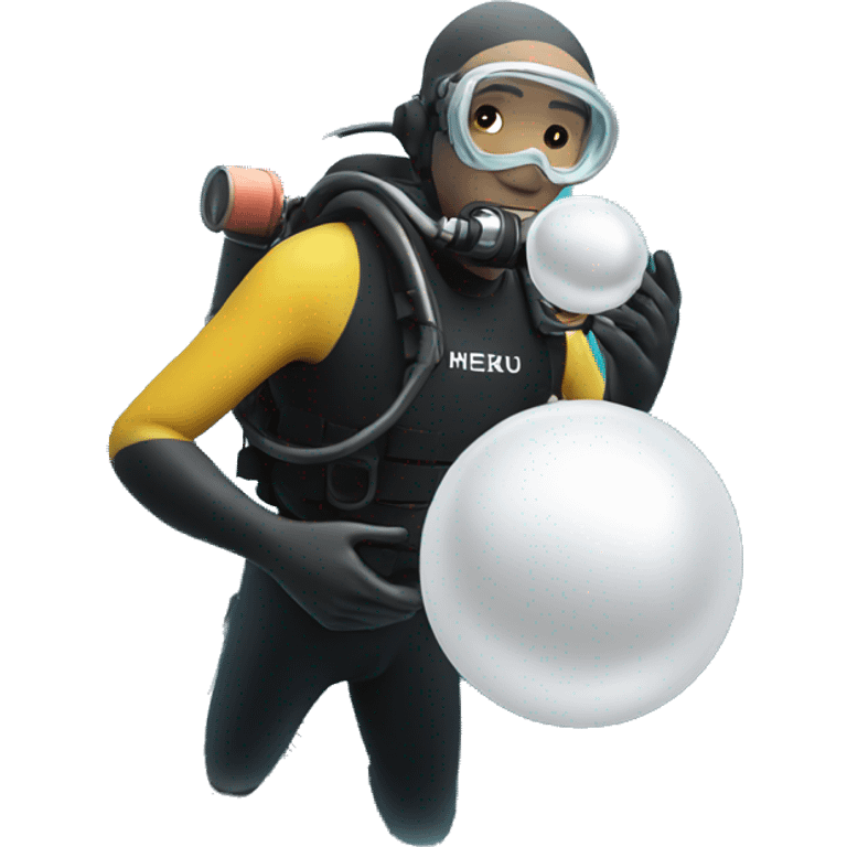 Scuba diver holding a white pearl emoji