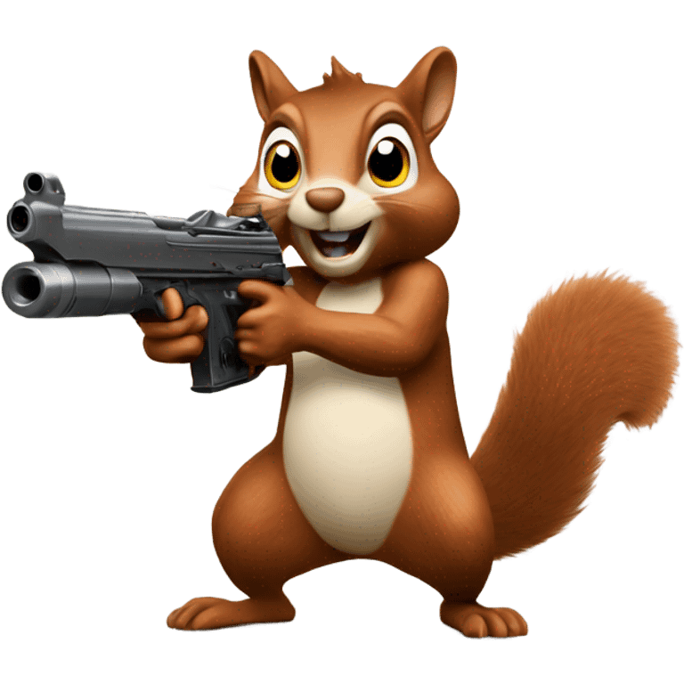 crazy squirrel with a nut-shooting gun emoji