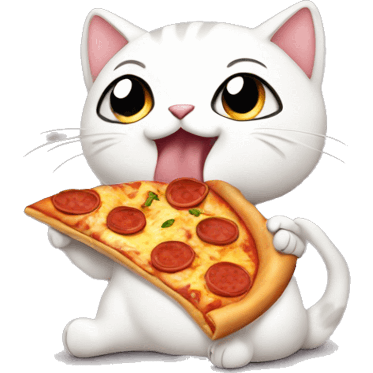 Cute cat eating pizza emoji