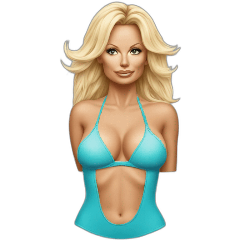 pamela anderson wearing a swimming trunkhyperrealistic emoji