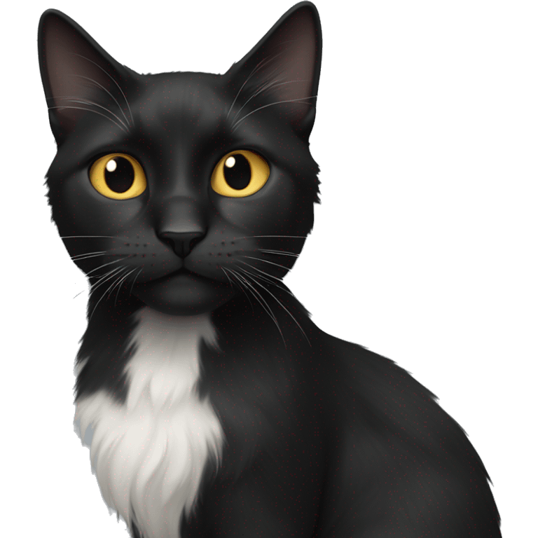 black cat long-haired with half white head emoji