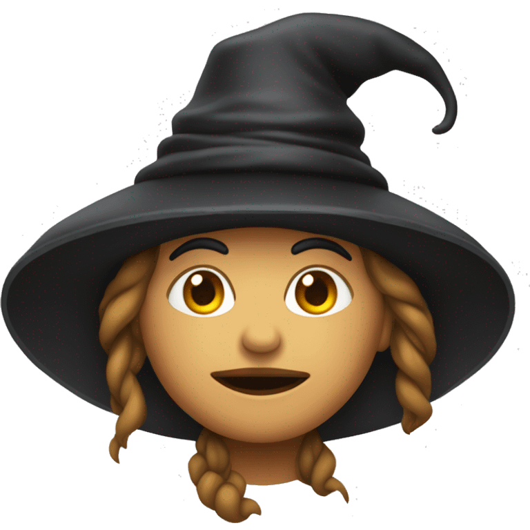 cabeza de una bruja con un gorro de bruja su color de piel es moreno muy claro emoji