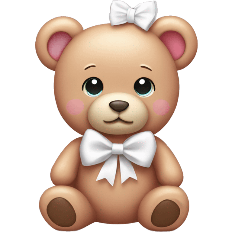 Pink teddy bear wearing white bow  emoji