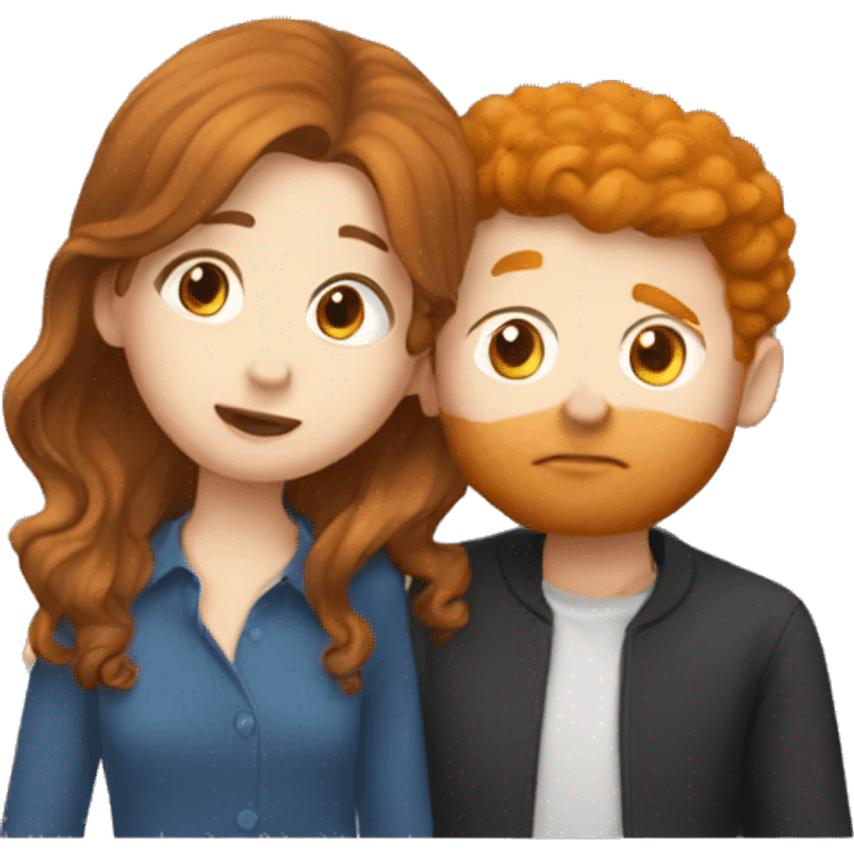 Brown hair girl kissing ginger guy emoji