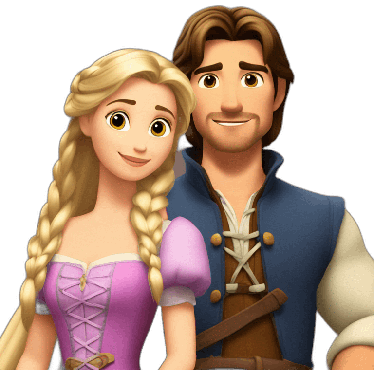 Rapunzel and Flynn Rider chilling emoji