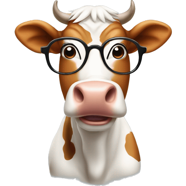 cow wearing glasses being silly emoji