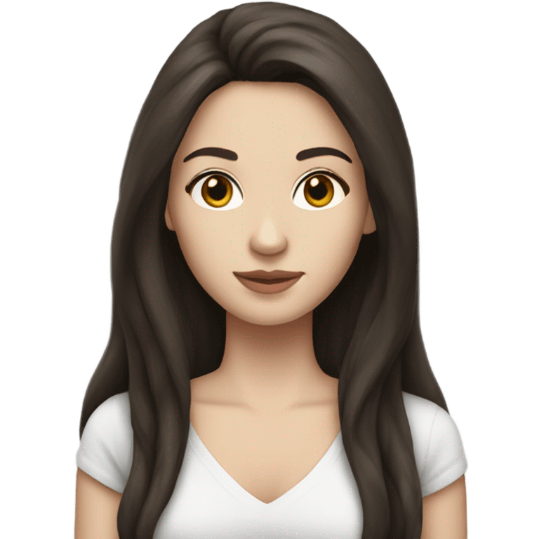 pretty woman long dark brown hair pale skin emoji