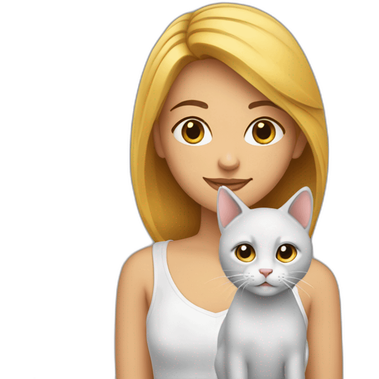 Une fille avec un chat emoji